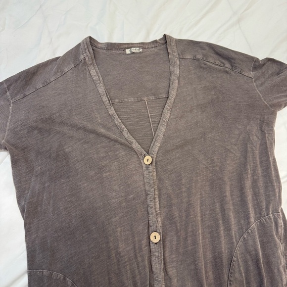 Free People Intimately Grey Longline Duster Cardigan Snap Button XS Boho Cotton - Picture 7 of 12